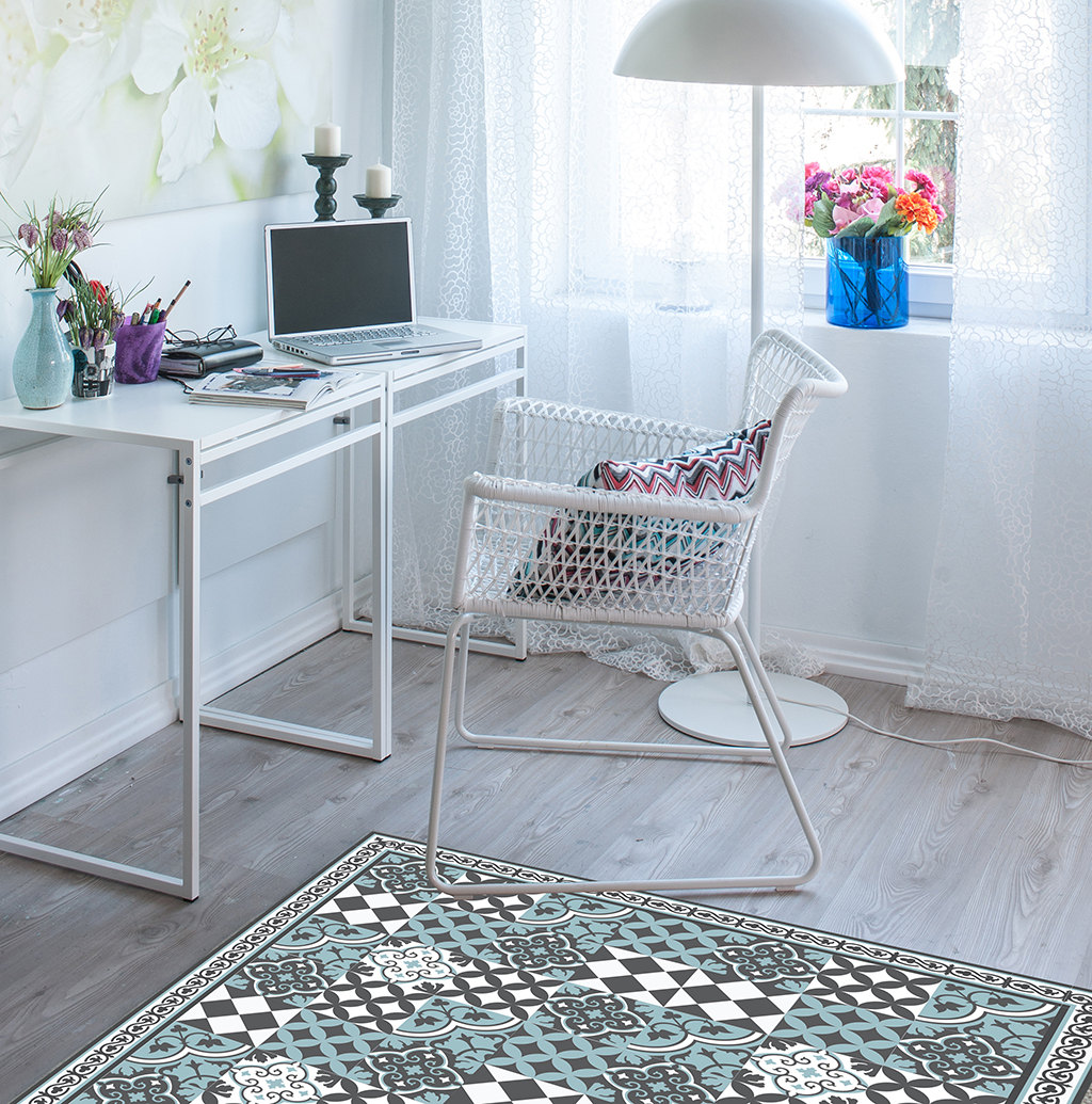 Kitchen Floor Mat With Gray Moroccan Tiles Deisgn. Kitchen Mat