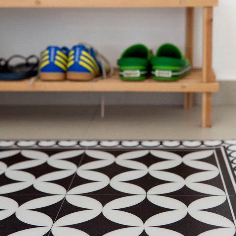 PVC vinyl mat Tiles Pattern Decorative linoleum rug – Color Black
