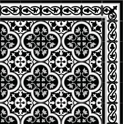 MERYTON Art Mat, Black/white Vinyl Protective Mat, Tile Design